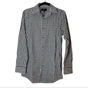 Mens Apt 9 Black and White Checkered Dress Shirt 14 1/2  32/33